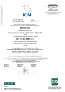 ISO 90012015 Siros Certificazione