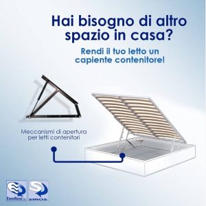 Trasforma il letto in un capiente contenitore con il meccanismo alzarete e le molle a gas.